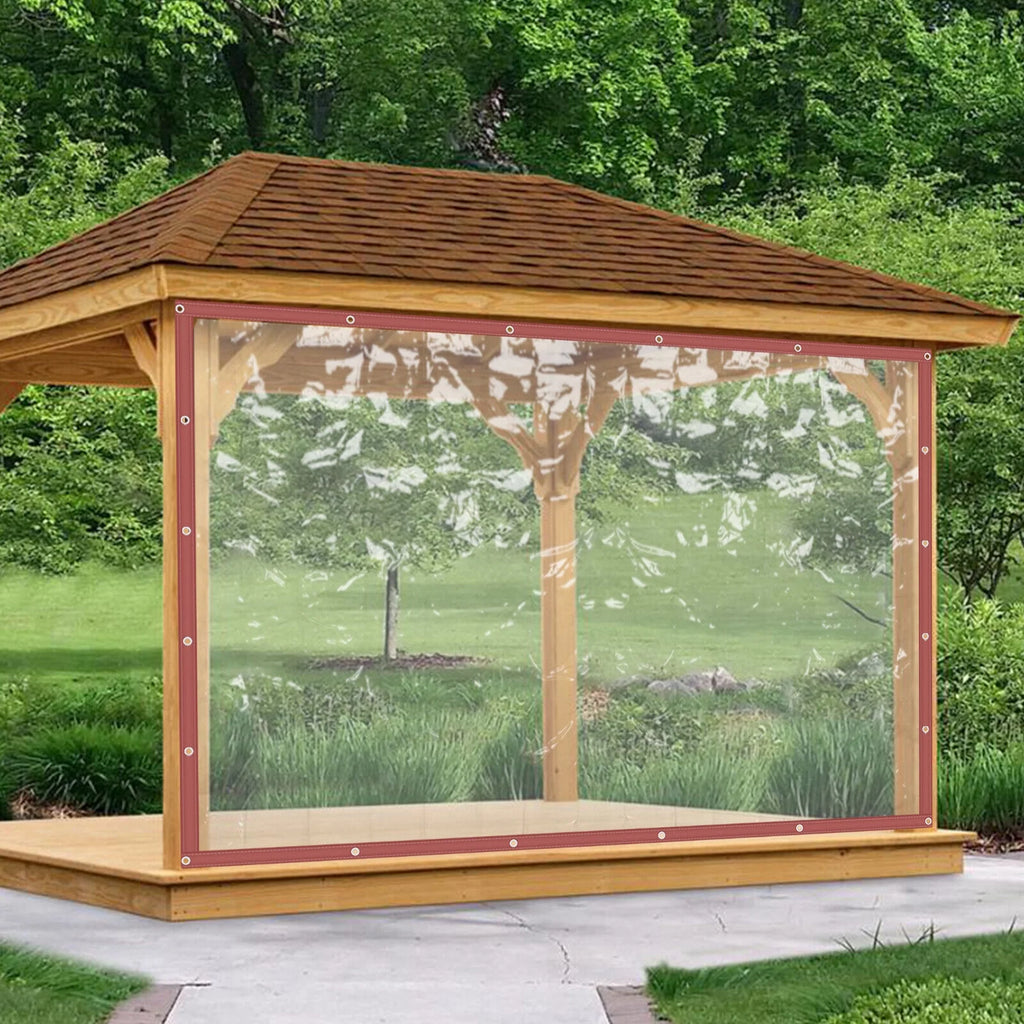 Brown PVC Clear Awning Canopy Patio Roll Up Enclosure Y814