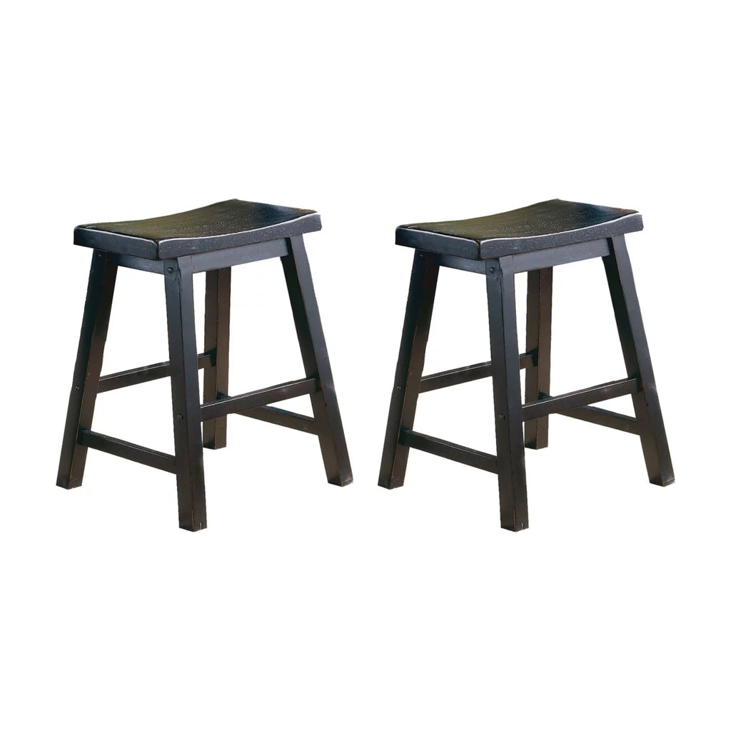 Black Set Of 2 Wooden Counter Height Stool U720