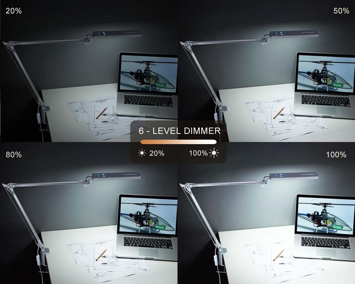 Silver Metal Swing Arm Desk Lamp with Clamp V7481