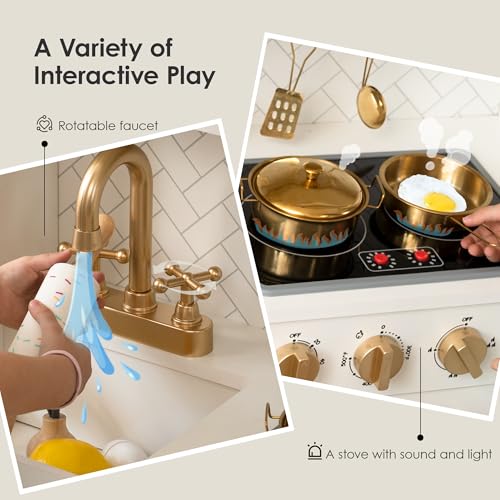 Wooden Play Kitchen with 15 Accessories D862