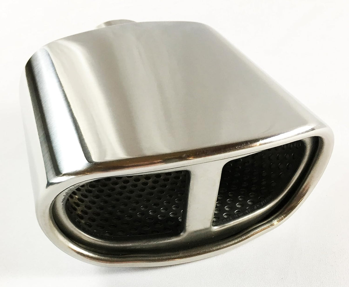 Double Wall Rolled Oval Split Stainless Steel Exhaust Tip Pack of 2 C6314