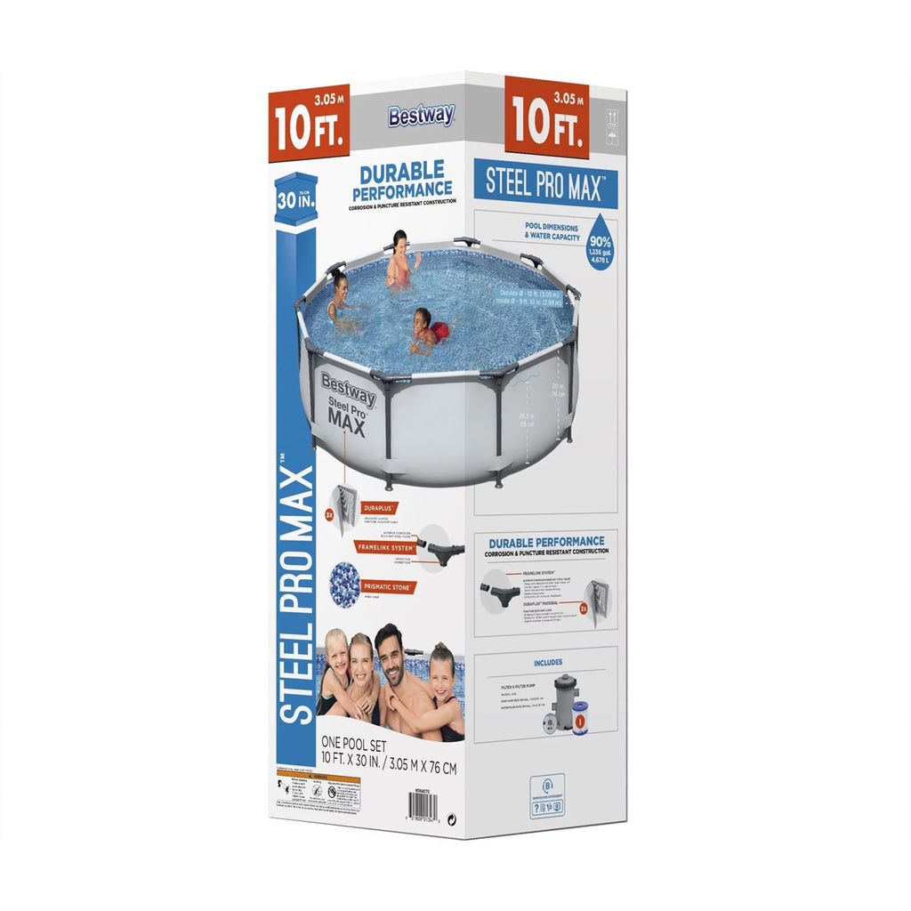10'x30 Round Metal Frame Above Ground Swimming Pool with Pump M750