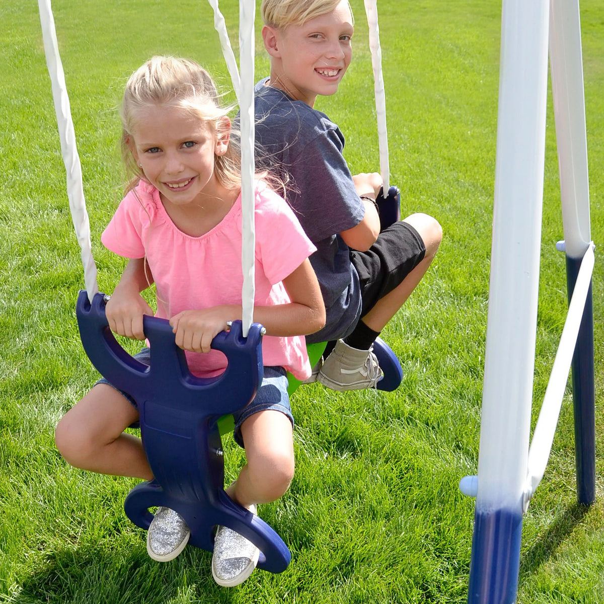 Metal Swing Set with Glider and Slide P740729