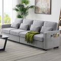 Modern Linen Fabric Sofa with 4 Pillows D266