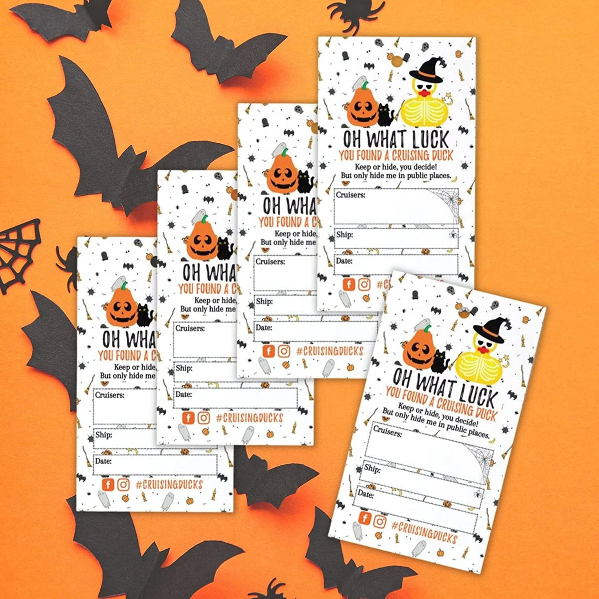 30 pk 2 x 3.25 Halloween Rubber Duck Hang Tags with Holes G6827