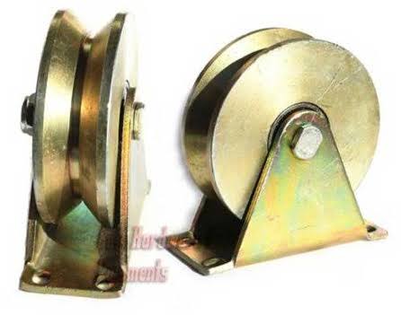2 Pack 2.5 inch Sliding Gate Roller Steel V Type Wheel Track Rail with Bracket Gold C23290