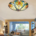 Flush Mount Ceiling Light LED Ceiling Lamp with Tiffany Glass Shade, 3 Light Pendant Light 16" O42051