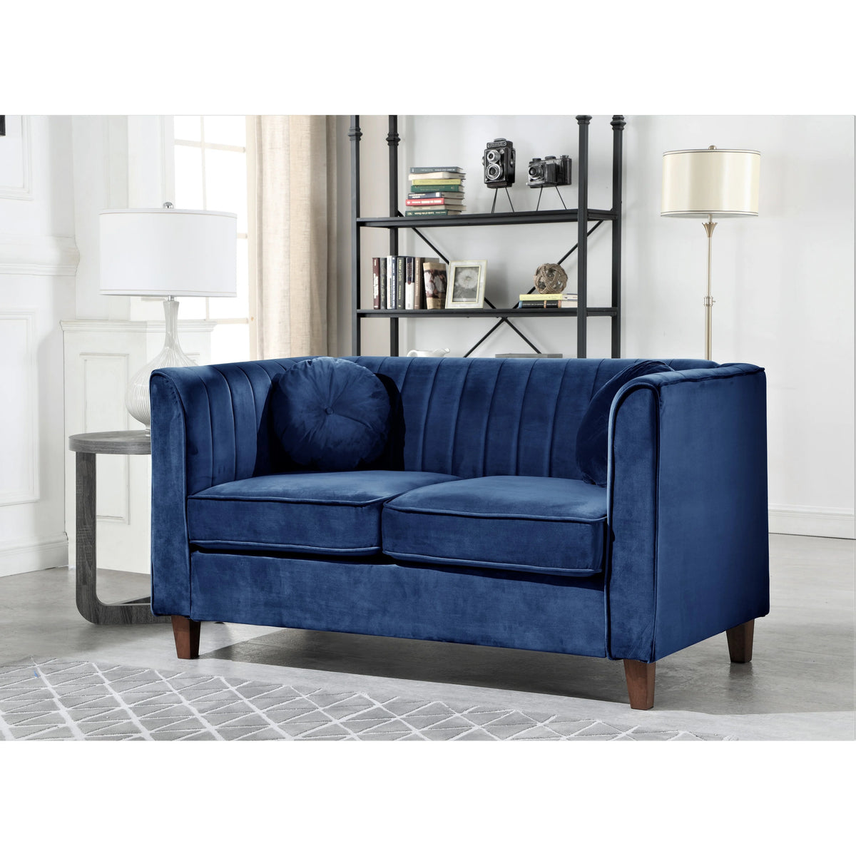Black Velvet Chesterfield Loveseat F56861