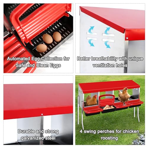 4 Compartment Heavy Duty Chicken Nesting Boxes with Perch Y575337