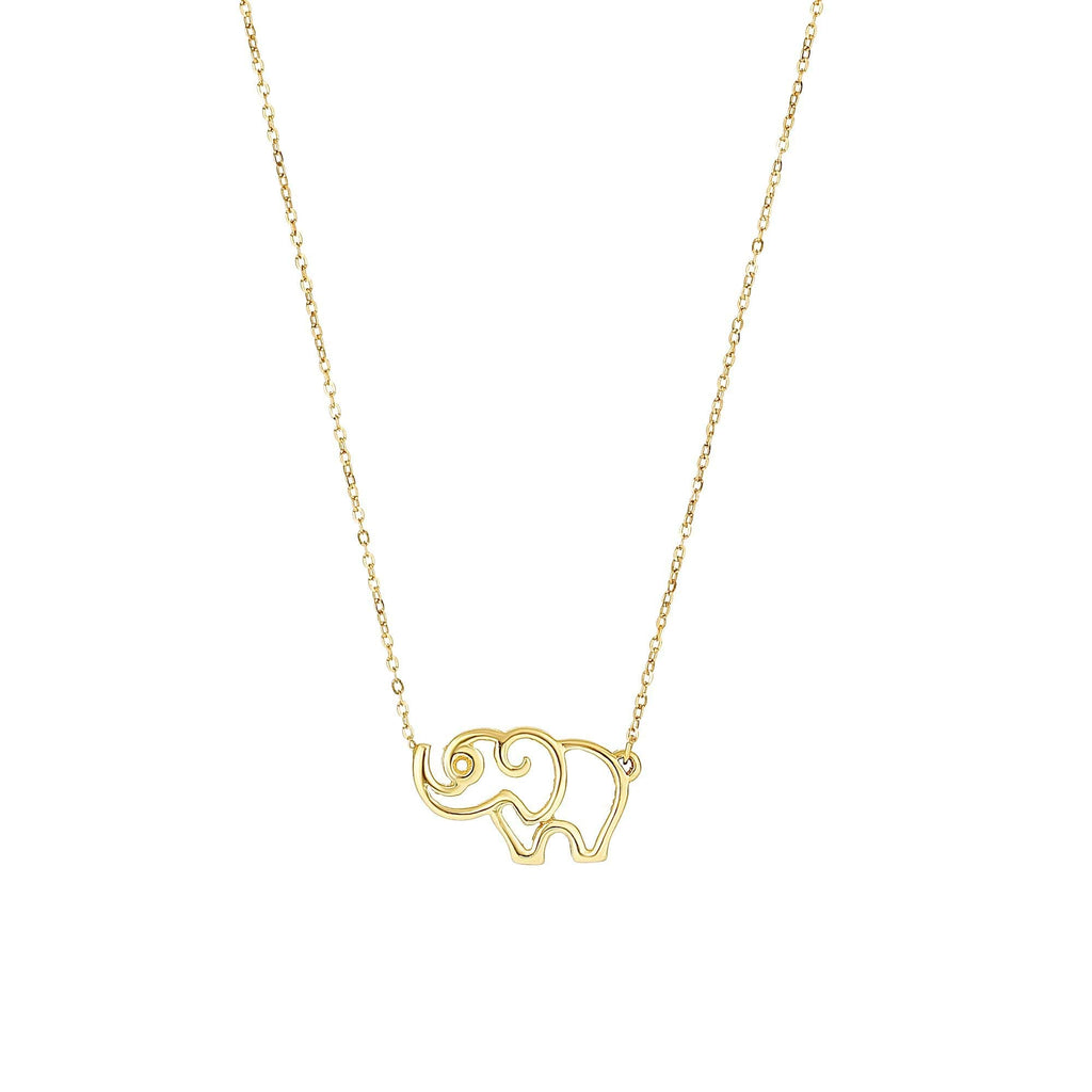 14k Yellow Gold Elephant Pendant Necklace 17 Inches G134246