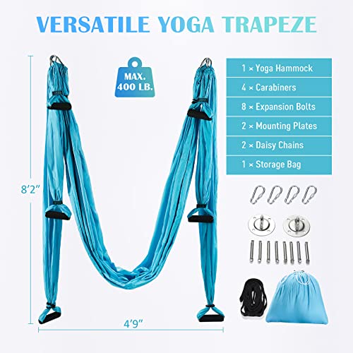 Aerial Yoga Swing Hammock Kit with 2 Extensions Straps and Ceiling Mounting Kit O27026