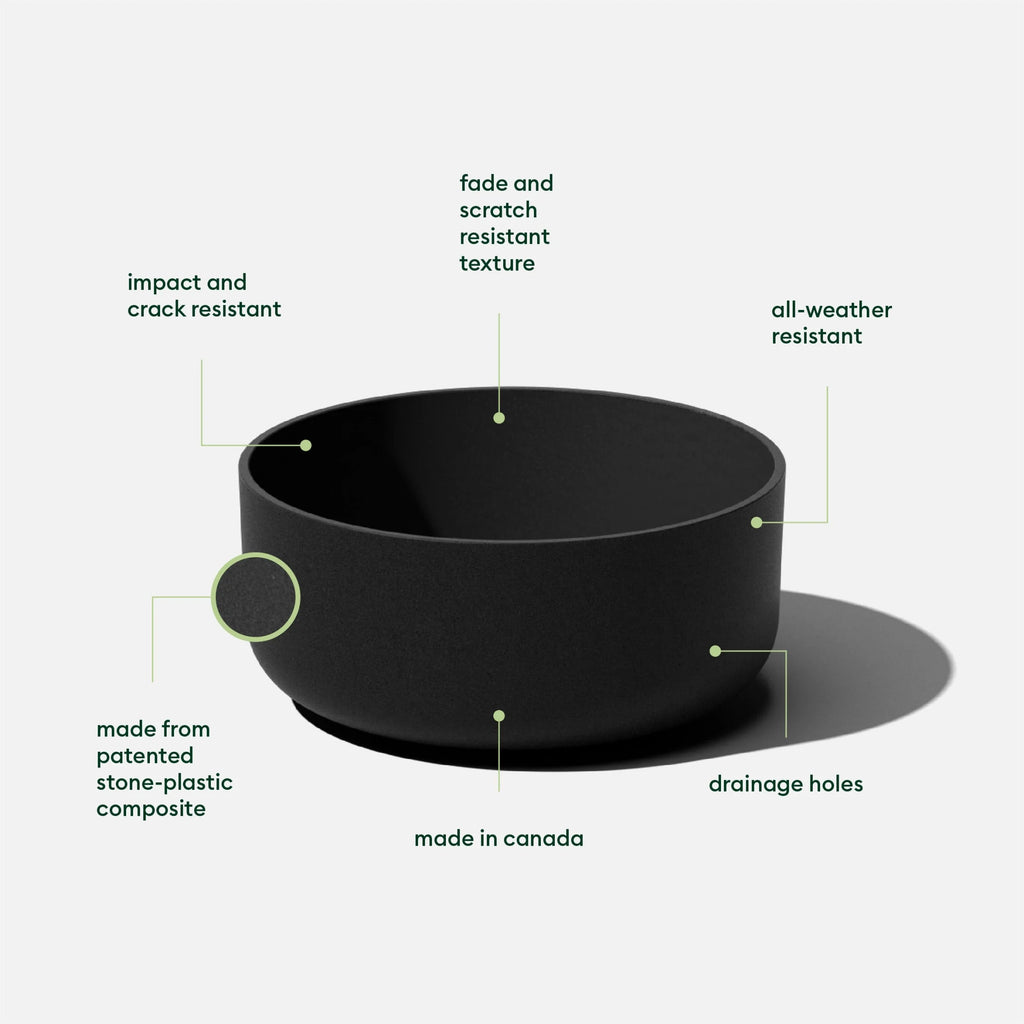 Kona Bowl 14" Plastic-Stone Planter 2-Pack Black G30047