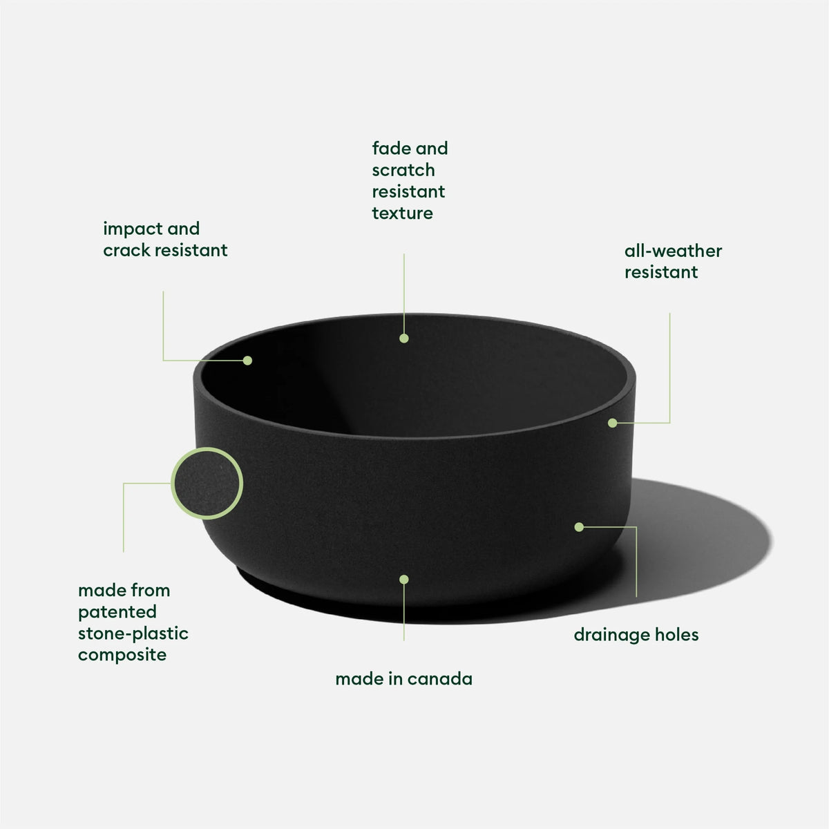 Kona Bowl 14" Plastic-Stone Planter 2-Pack Black G30047
