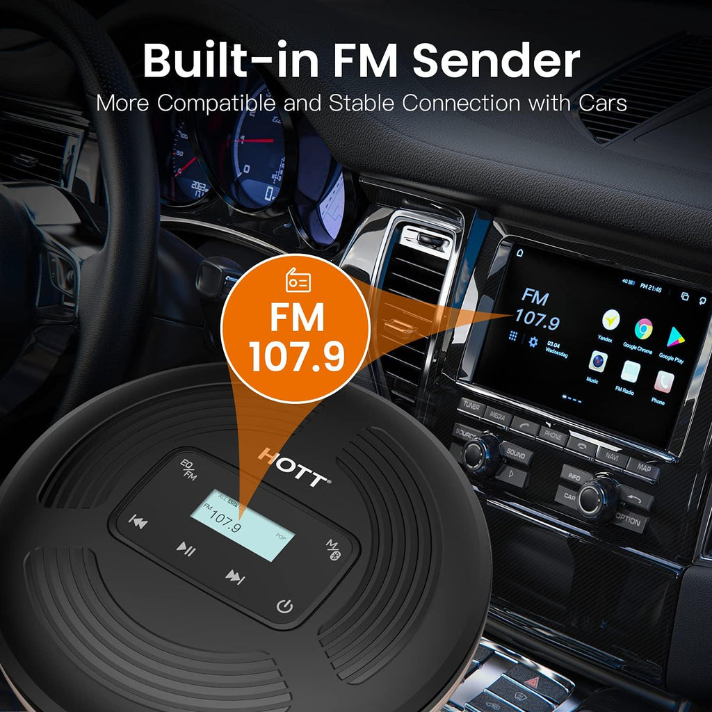 Portable CD Player with Bluetooth FM Transmitter Black L4052