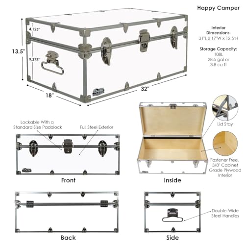 32 x 18 x 13.5 Inches Footlocker Trunk with Black Trim B51214