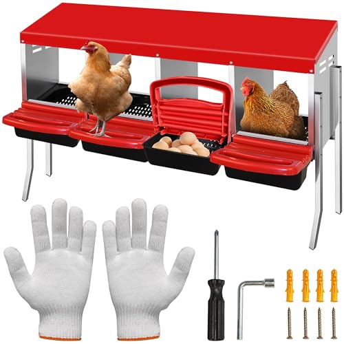 4 Compartment Heavy Duty Chicken Nesting Boxes with Perch Y575337