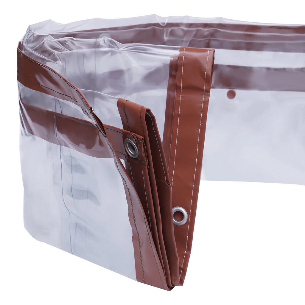 Brown PVC Clear Awning Canopy Patio Roll Up Enclosure Y814