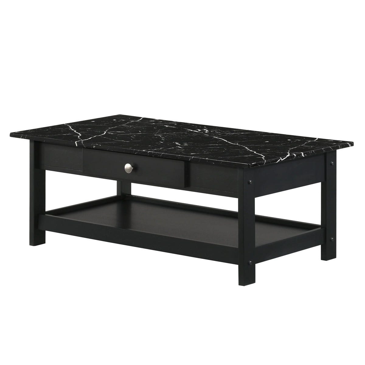 Black 3-Piece Wood Coffee Table Set W591159