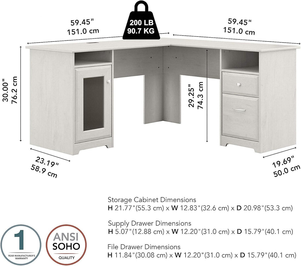 Linen White Oak L Shape Desk Q39043
