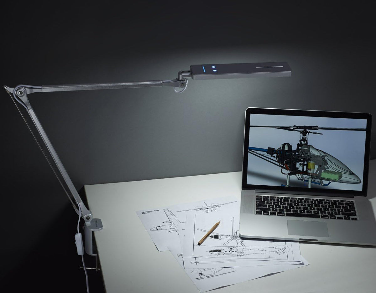 Silver Metal Swing Arm Desk Lamp with Clamp V7481