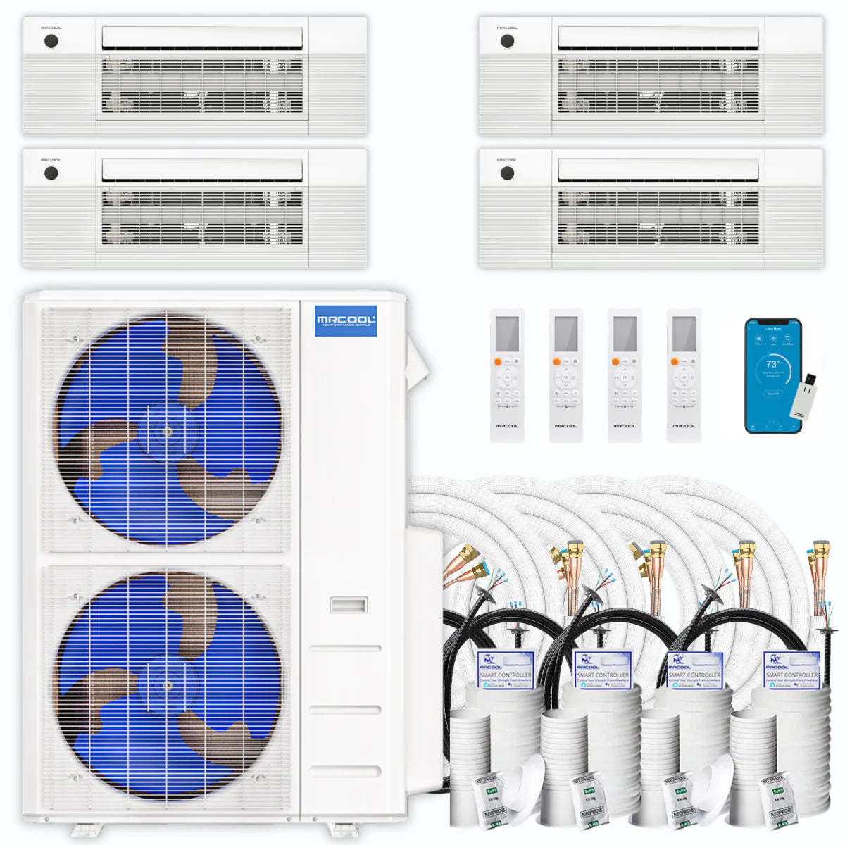 48,000 BTU 4 Zone Ceiling Cassette Ductless Air Conditioner and Heat Pump C354