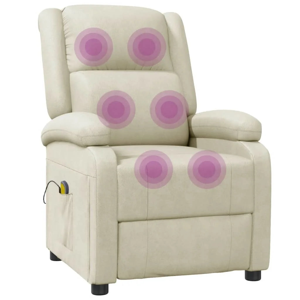 Cream White Faux Leather Massage Chair F379