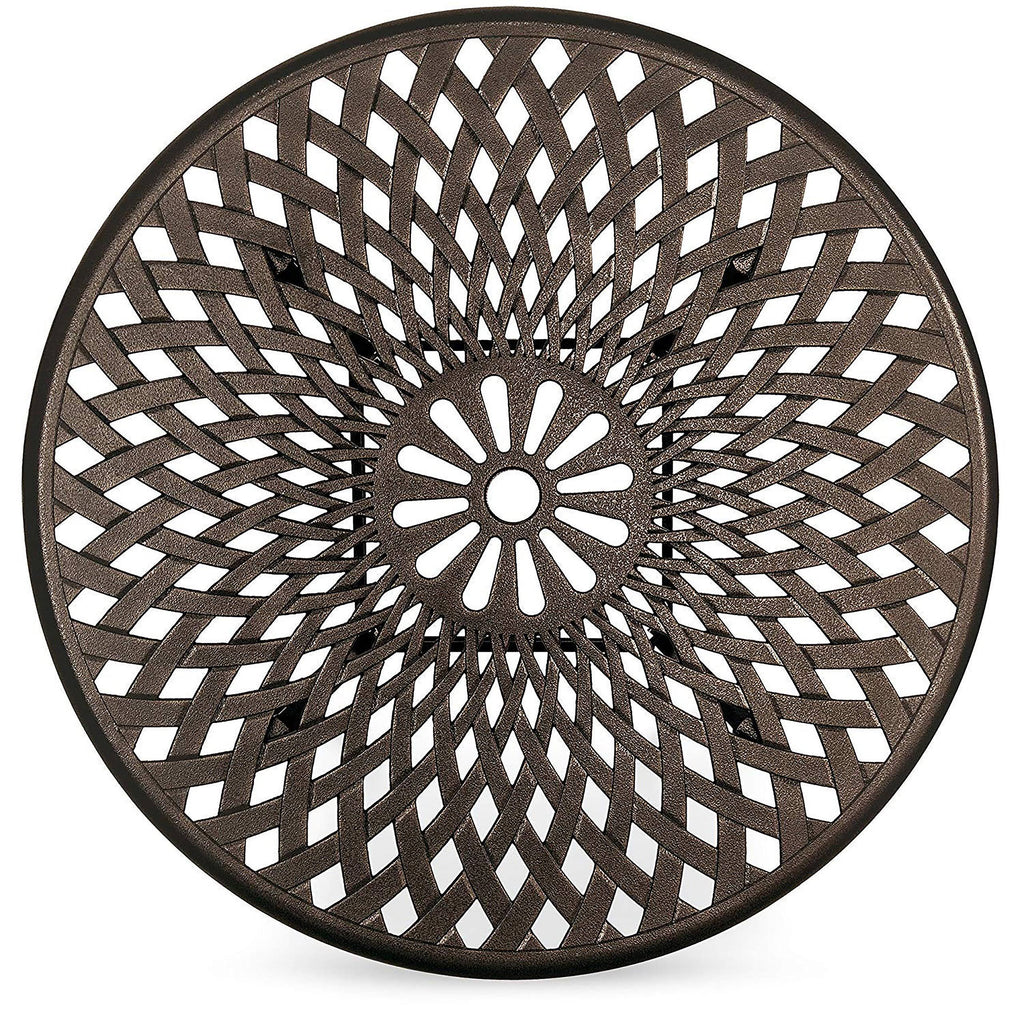 Cast Aluminum Outdoor Patio Dining Table with Lattice Weave Design in Bronze W1848