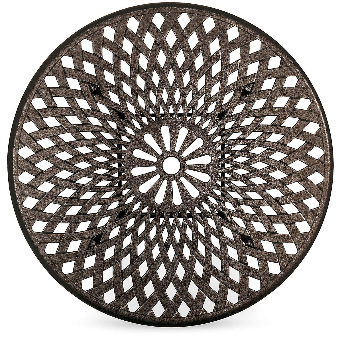 Cast Aluminum Outdoor Patio Dining Table with Lattice Weave Design in Bronze W1848