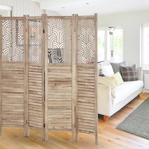 4 Panel 67 in Tall Wooden Room Divider S991491
