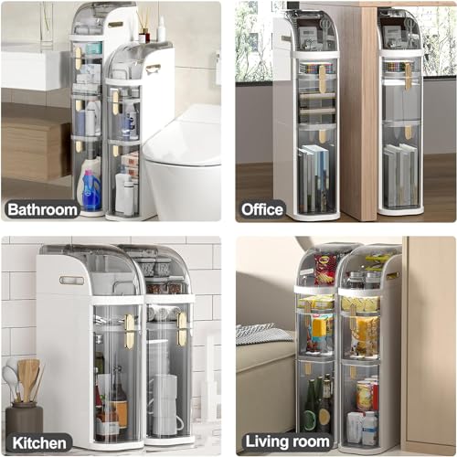 3/4/5 Tier Narrow Tall Slim Storage Cabinet with Clear Drawers V5407