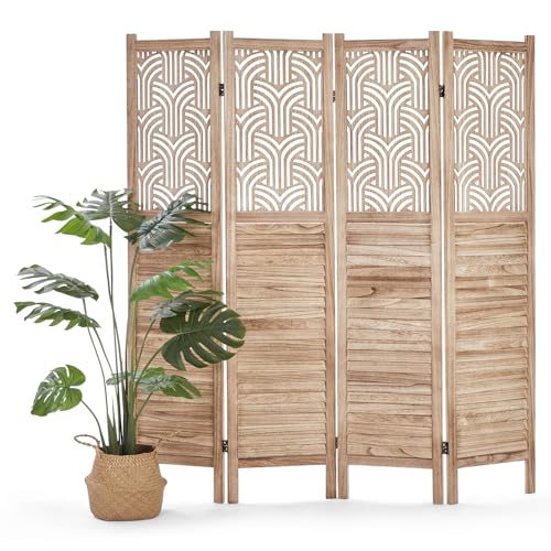 4 Panel 67 in Tall Wooden Room Divider S991491