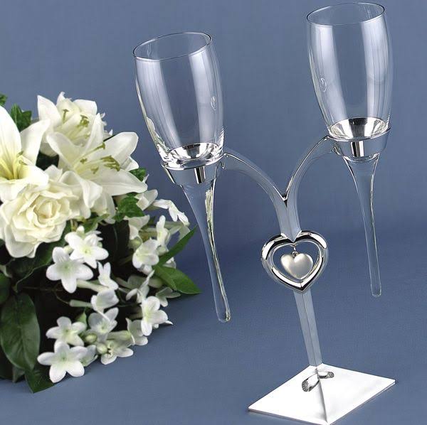 Glass Flutes with Silver Stand R20987