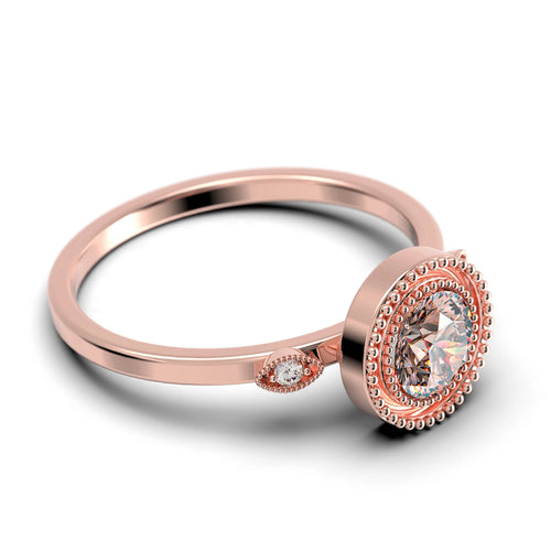1.10 Carat Round Cut Morganite And Diamond Moissanite Engagement Ring in 925 Sterling Silver With 18k Rose Gold Plating P455179