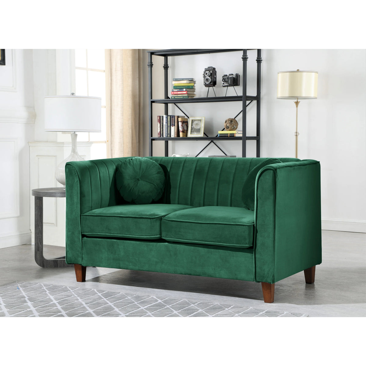 Black Velvet Chesterfield Loveseat F56861