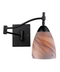 1-Light Swingarm Sconce in Dark Rust & Creme Glass F73951