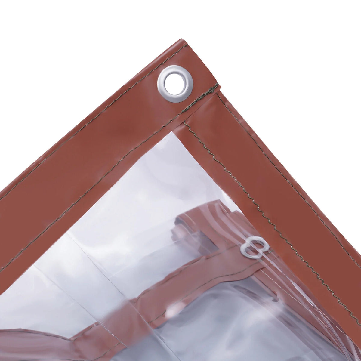 Brown PVC Clear Awning Canopy Patio Roll Up Enclosure Y814