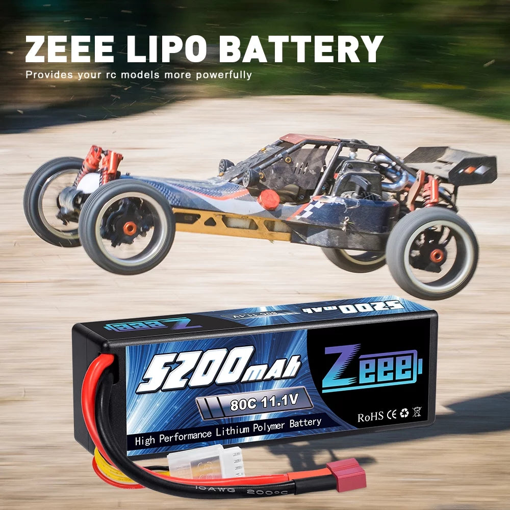11.1V 80C 5200mAh 3S Lipo Battery with Deans Connector Hardcase (2 Packs) T9428