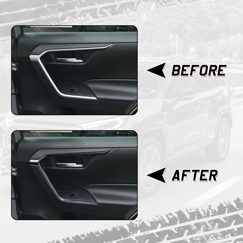 Interior Door Armrest Panel Cover Trim, Carbon Fiber Pattern U3906