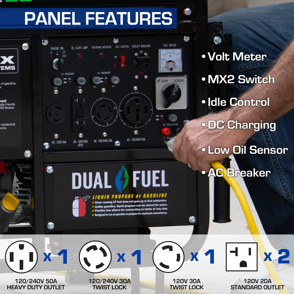 12,000 Watt Dual Fuel Portable Generator V965