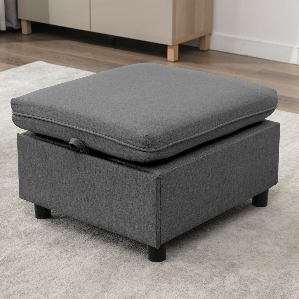 Dark Grey L-Shaped Sectional Sofa with Storage Seat T381