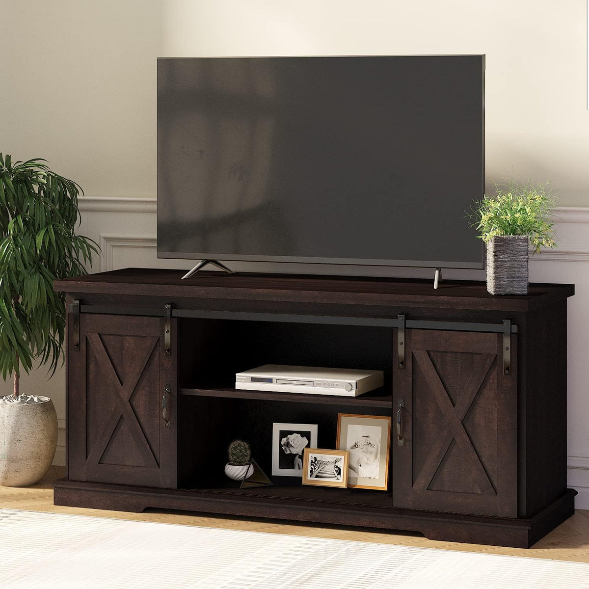 58'' Rustic TV Stand with Sliding Barn Doors C207076