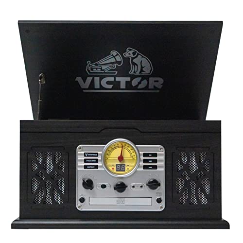 7-in-1 Turntable Music Center with 3-Speed Record Player, Graphite O103923