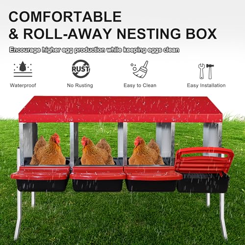 4 Compartment Heavy Duty Chicken Nesting Boxes with Perch Y575337