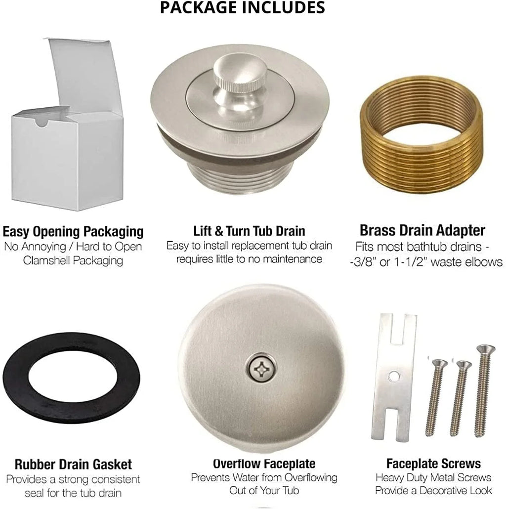Brushed Nickel Bathtub Drain Assembly Conversion Kit F48977