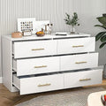 White 6 Drawer Wood Dresser with LED Light B984