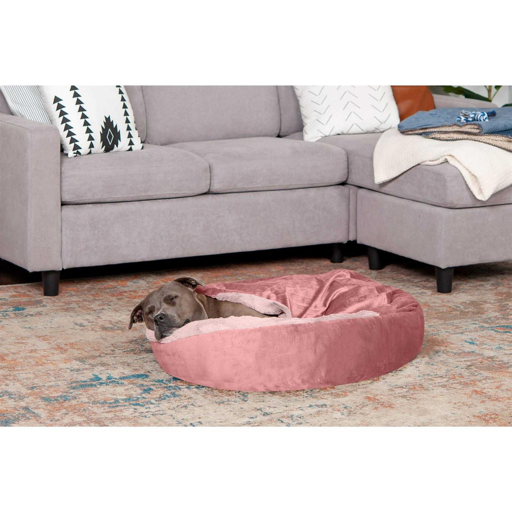 Velvet Faux Fur Hooded Donut Bed R70786