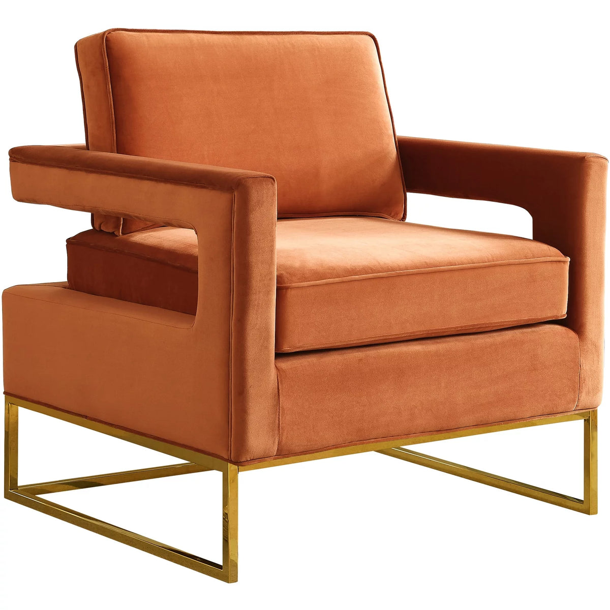 Velvet Accent Chair in Cognac and Gold Z964