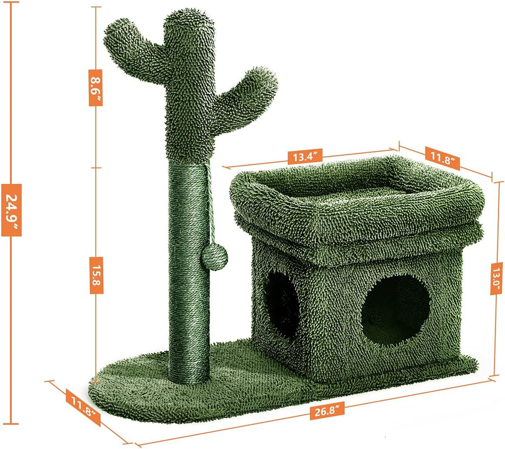 Green Cat Scratching Post Kitty Condo with Dangling Ball F831