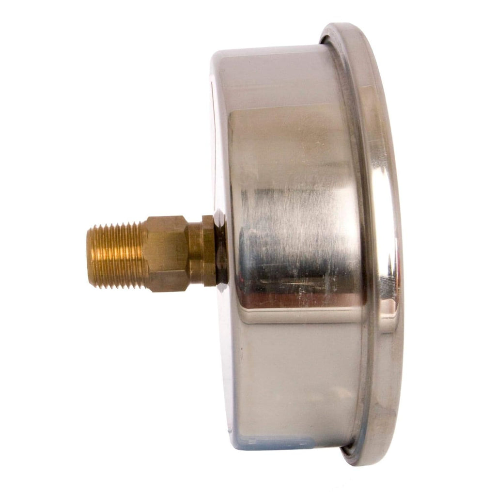 4 Oil Filled Pressure Gauge, Stainless Steel Case, Brass, 0-100PSI, Pack of 2 R510836