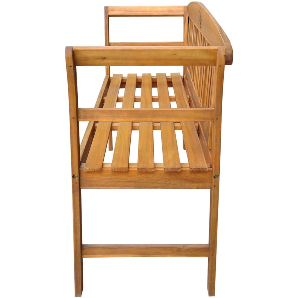 Acacia Wood Garden Bench with Gray Seat Cushion G49044